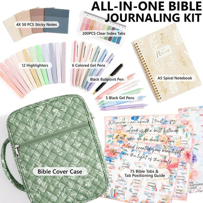 Bible Cover Case for Women Large Bible Bag, Bible Study Supplies Journaling Kit Quilted Church Bag with Handle, Puffer Carrying Case w/Tabs Accessories Easter Mothers Day Christian Gifts for Women Mom