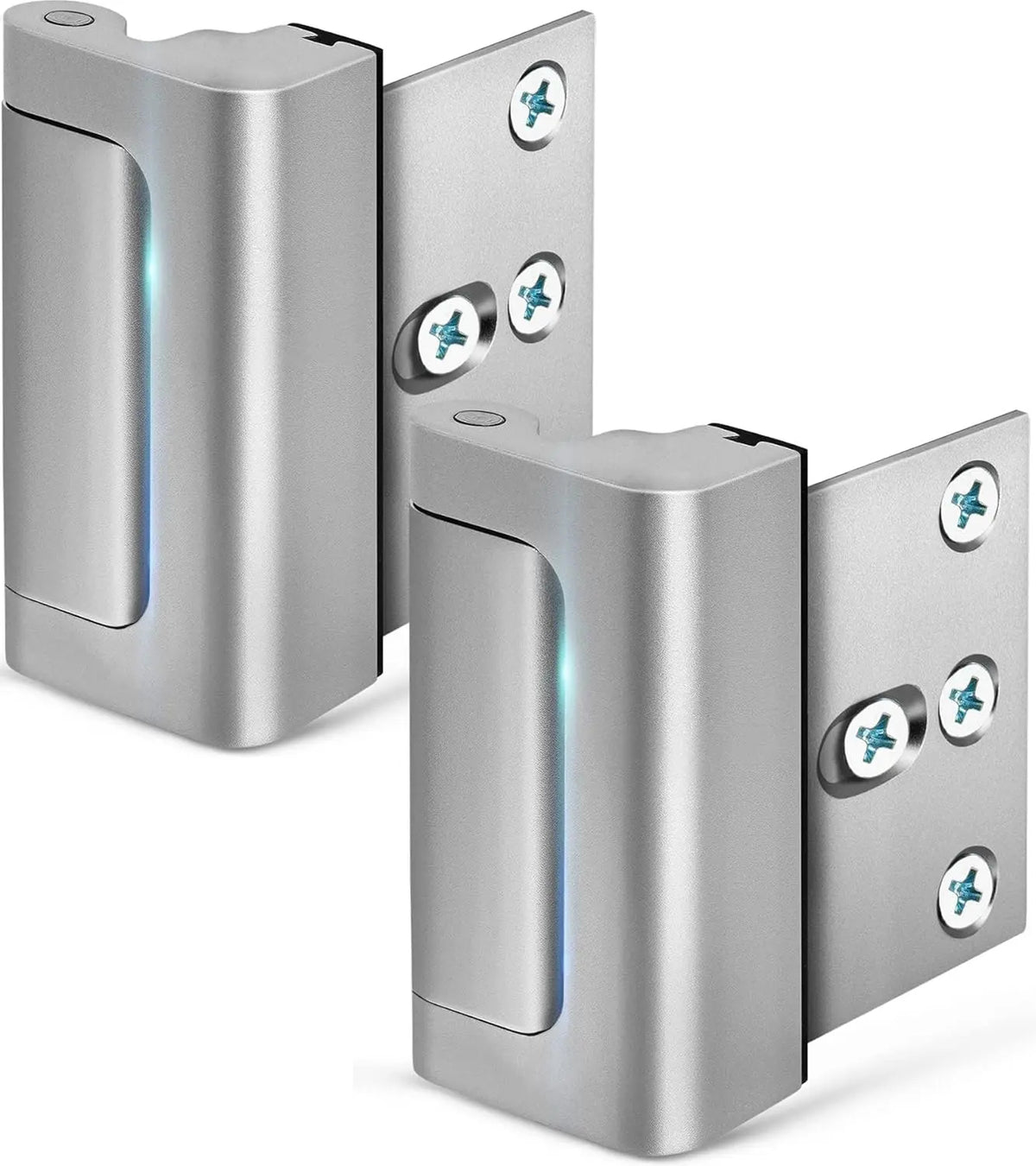 Aluminium Door Locks (2 Pack) - 800 lbs Withstand Force for Inward Swinging Doors, 3.1"l x 2.6"w x 1.3"h Reinforcement Locks, 4 Screws for Unauthorized Entry Prevention, Easy Installation