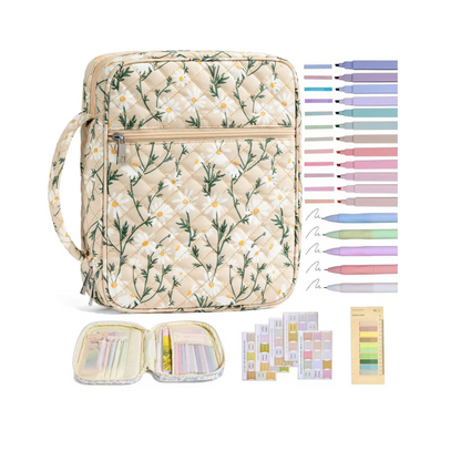 Bible Cover Case for Women Large Bible Bag, Bible Study Supplies Journaling Kit Quilted Church Bag with Handle, Puffer Carrying Case w/Tabs Accessories Easter Mothers Day Christian Gifts for Women Mom