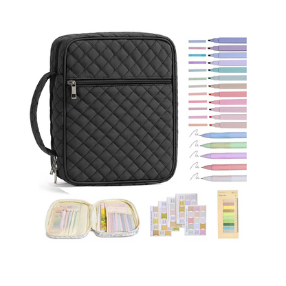 Bible Cover Case for Women Large Bible Bag, Bible Study Supplies Journaling Kit Quilted Church Bag with Handle, Puffer Carrying Case w/Tabs Accessories Easter Mothers Day Christian Gifts for Women Mom
