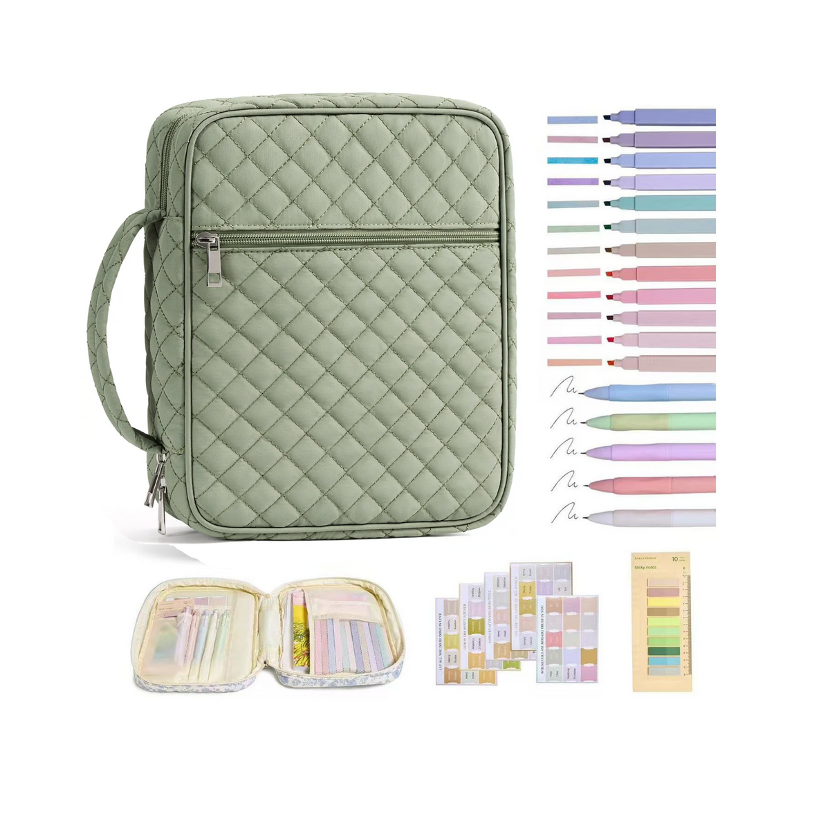 Bible Cover Case for Women Large Bible Bag, Bible Study Supplies Journaling Kit Quilted Church Bag with Handle, Puffer Carrying Case w/Tabs Accessories Easter Mothers Day Christian Gifts for Women Mom
