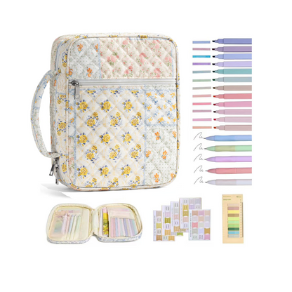 Bible Cover Case for Women Large Bible Bag, Bible Study Supplies Journaling Kit Quilted Church Bag with Handle, Puffer Carrying Case w/Tabs Accessories Easter Mothers Day Christian Gifts for Women Mom